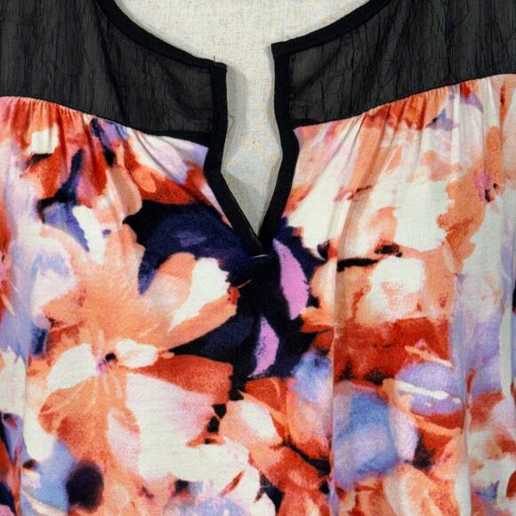 Simply Vera Vera Wang Large Top Floral Sleeveless V-Neck Stretch Hi-Low Hemline - Picture 2 of 8